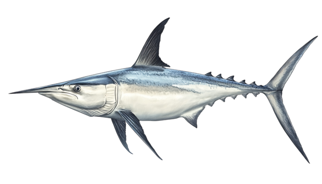 Pacific Ocean Swordfish Isolated on White Background