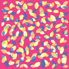 Doodled botany plants, feather seamless repeat pattern. Random placed, various vector flowers, leaves, herbs, berries, branches illustration dark grey blue background