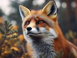 Obraz premium Portrait of a Red Fox, Vulpes vulpes, in Its Natural Habitat