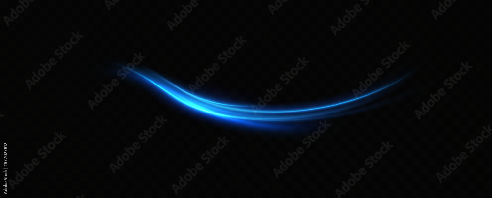 Fototapete abstract light lines of speed movement, blue colors.neon glowing curves.abstract motion.neon lines o
