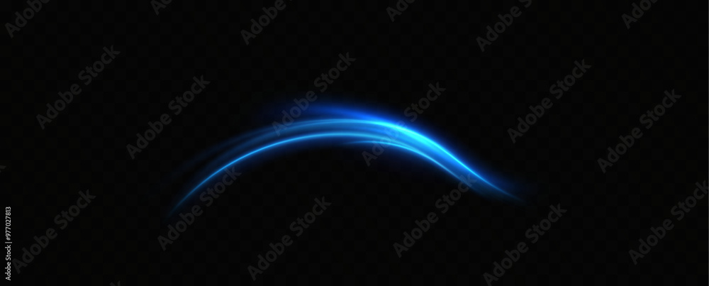 Aufkleber Abstract light lines of speed movement, blue colors.Neon glowing curves.Abstract motion.Neon lines of blue speed. Dynamic traces.