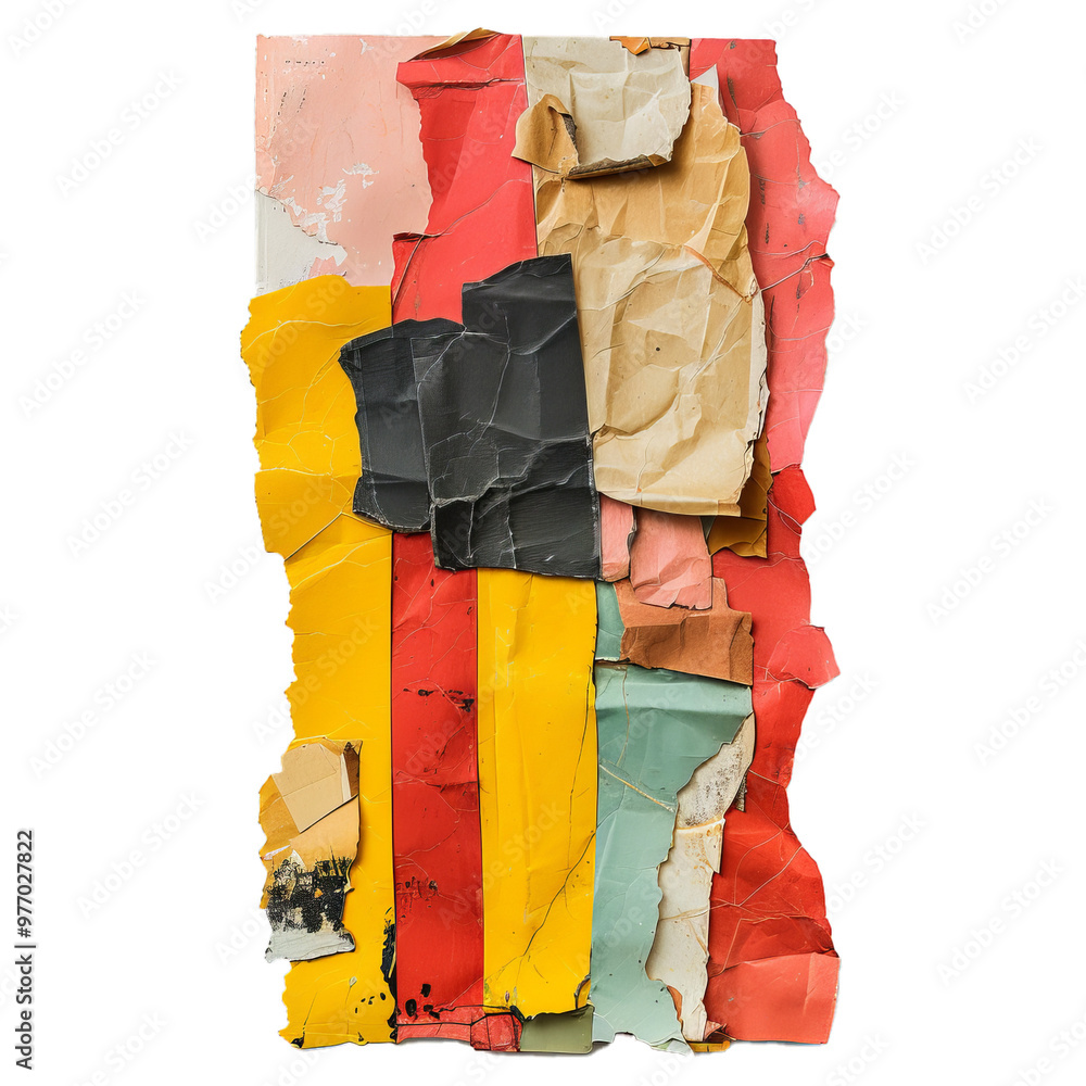 Poster abstract colorful torn paper background texture creating unique collage design element