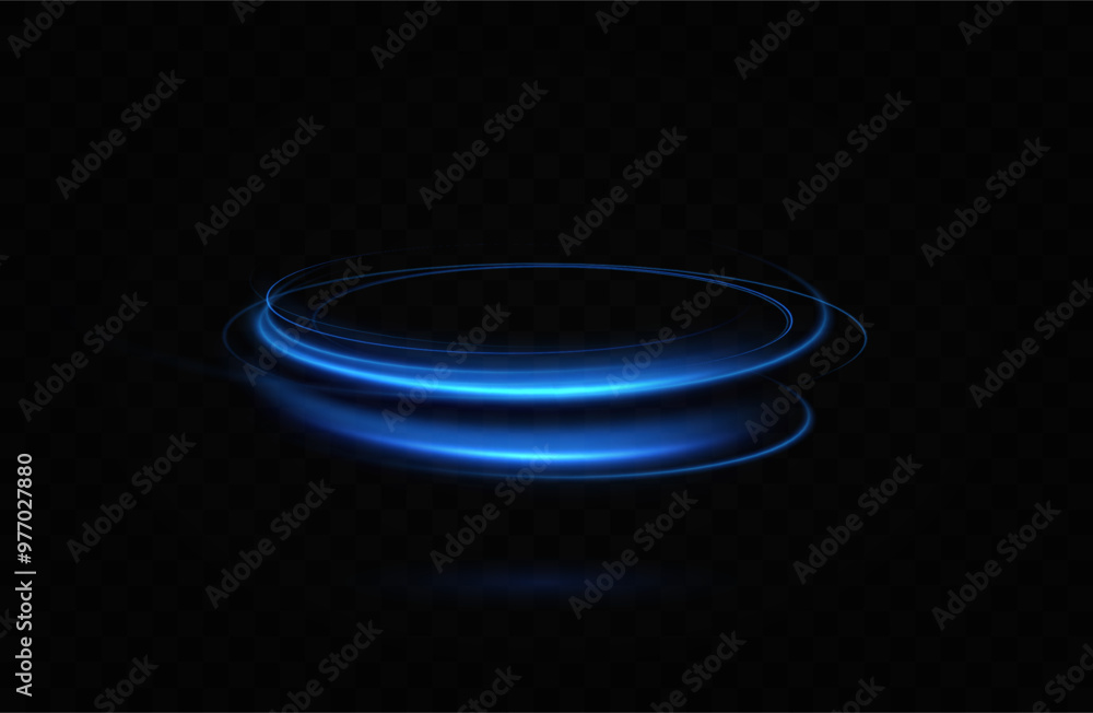 Aufkleber Abstract light lines of speed movement, blue colors.Neon glowing curves.Abstract motion.Neon lines of blue speed. Dynamic traces.