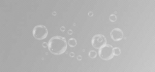 Realistic soap bubbles.Flying bubbles on a transparent background.	