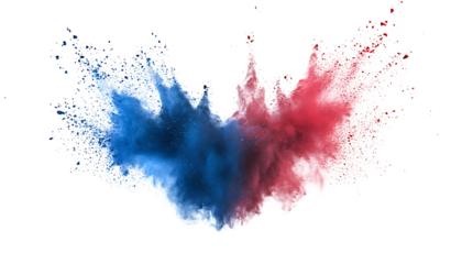Blue and Red Smoke Merging on Transparent Background
