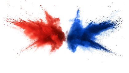 Blue and Red Smoke Merging on Transparent Background