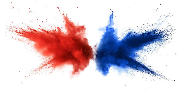 Blue and Red Smoke Merging on Transparent Background