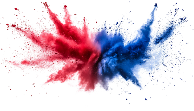 Blue and Red Smoke Merging on Transparent Background