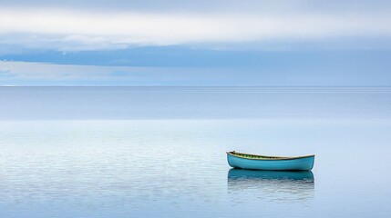 Naklejka premium Serene Boat on a Calm Lake