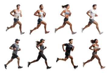 PNG runner full body element set, transparent background