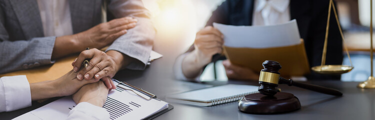 Law signing contract, lawyer and justice concept.