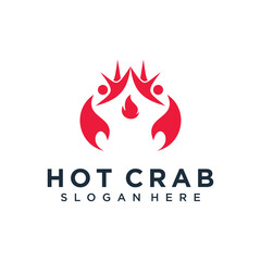 Crab icon vector logo design with creative unique fresh concept Premium Vector