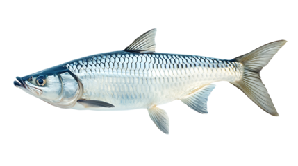 Tarpon Fish from Pacific Ocean Isolated on White Background