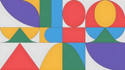 Colorful abstract shapes creating a vibrant and playful composition, perfect for modern design and artistic projects.