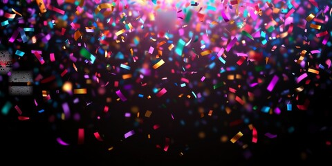  Colorful confetti falling through the air on a colorful background, a party celebration for a birthday Christmas, new years eve