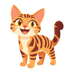 Fototapeta premium Playful Bengal Cat with Wagging Tail in Pastel Colors on White Background