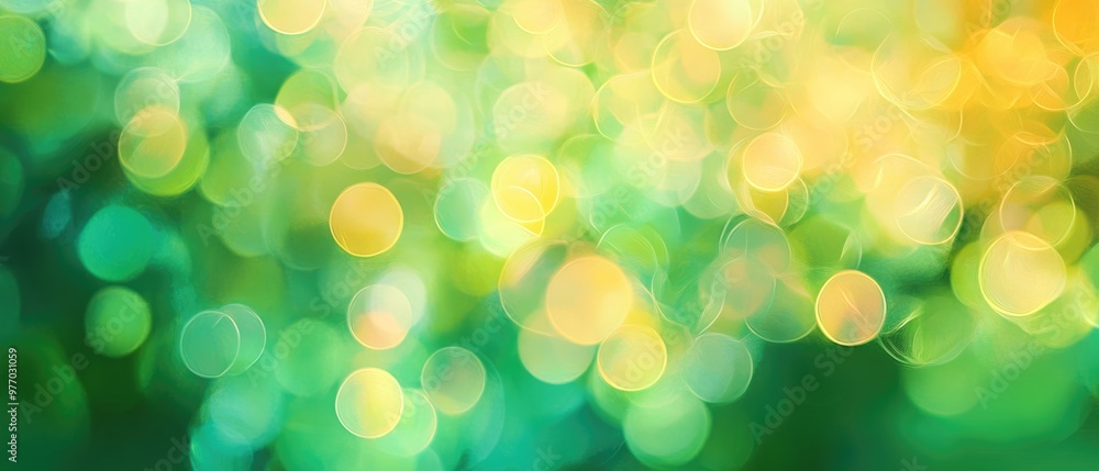 Poster abstract green bokeh background in an oil painting style featuring a vivid display of colors and tex