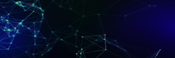 Abstract futuristic - technology with polygonal shapes on dark blue background. Design digital technology concept. 3d illustration.