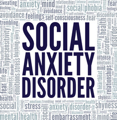 Social Anxiety Disorder word cloud conceptual design isolated on white background.