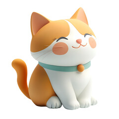 Fototapeta premium Playful and Happy 3D Rendered Maine Coon Cat with Wagging Tail in Pastel Color Palette on White Background