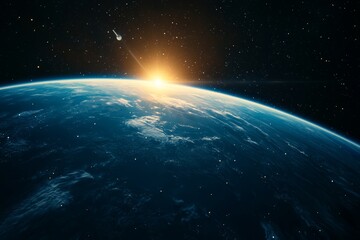 A space elevator reaching into the stratosphere, symbolizing future advancements in space exploration and transportation