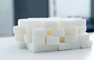 Background of many sugar cubes
