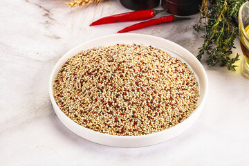 Raw dry quinoa seeds cereal