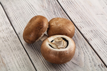 Raw brown champignon for cooking