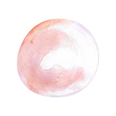 Mother-of-pearl pearls are hand-painted in watercolor. A river or sea pearl found in a shell has a rounded shape and an iridescent surface. Round shaped gemstone in rainbow color. It can be used in