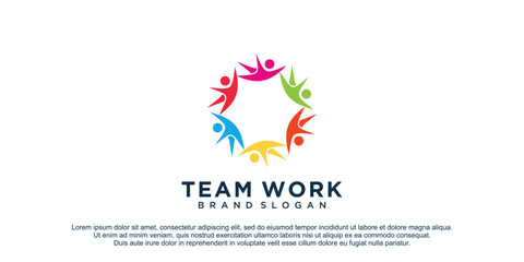 Team work icon vector logo design with creative unique concept Premium Vector
