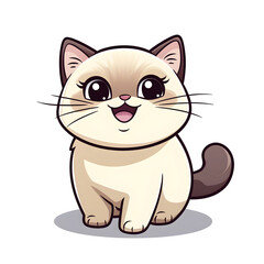 Obraz premium Playful Birman Cats in Chibi Style with Wagging Tails Pastel Colored