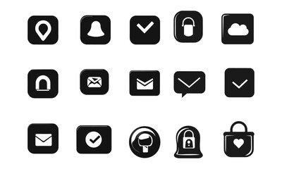 Solid Black Vector Icon Set 