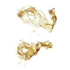 oil, yellow water, lemon, olive oil splash on transparent background
