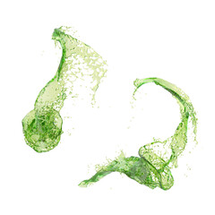 green water splash, energy drink splash on transparent background