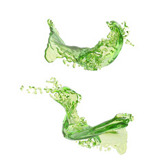 green water splash, energy drink splash on transparent background