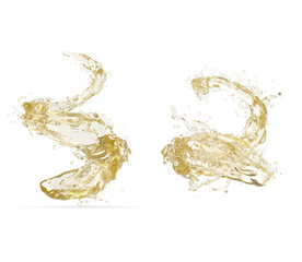 oil, yellow water, lemon, olive oil splash on transparent background