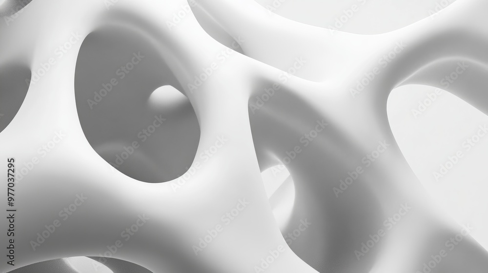 Aufkleber Light abstract background created with white 3D ribbons. 3D render.