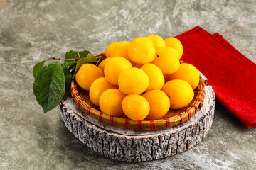 Ripe sweet juicy yellow plum