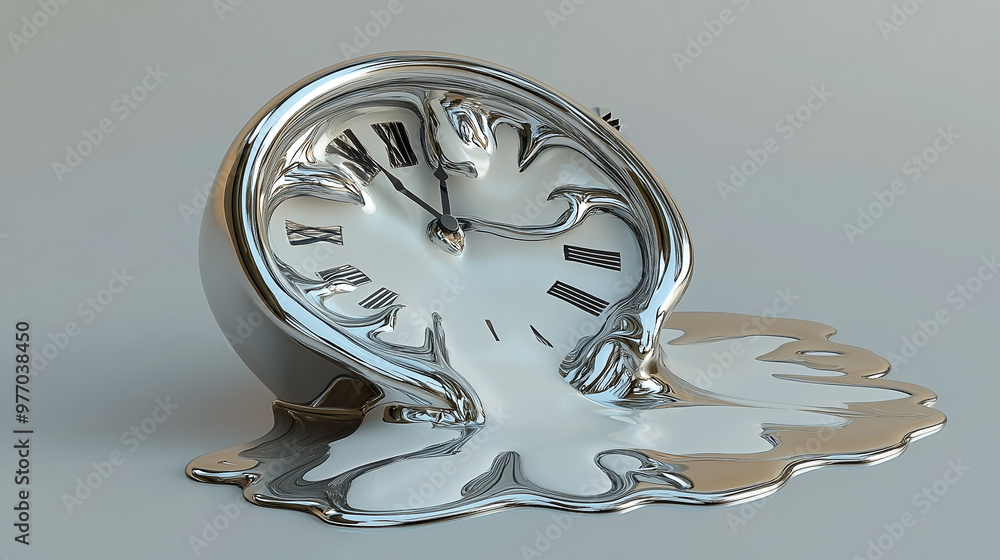 Wall mural surreal image of a melting clock