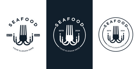 Seafood icon vector logo design with creative unique fresh concept Premium Vector
