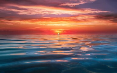 Obraz premium Generative-AI, Breathtaking Sunset Over a Vibrant Ocean with a Silhouetted Sailing Ship and Birds Soaring