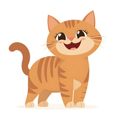 Playful Cartoon Maine Cat with Wagging Tail Isolated on White Background