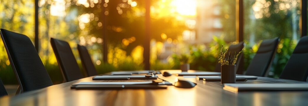 a daytime photo of a slightly blurred out board of directors meeting