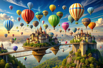 Fototapeta premium Air balloon in the park. Generative AI