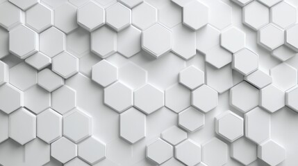 Fototapeta premium A hexagonal beige background with tiles. Polished, 3D blocks on a white background. Three-dimensional render.