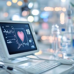 A modern medical monitor displays vital signs in a healthcare setting, emphasizing technology in patient care.