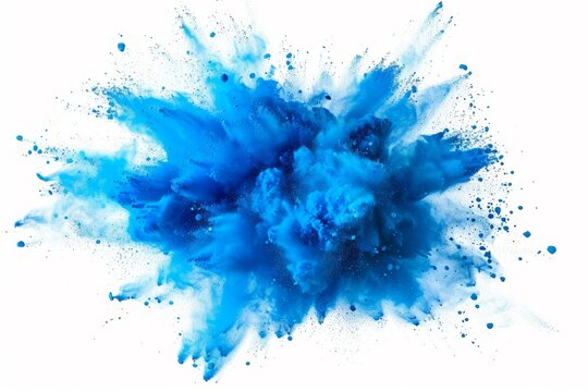 blue color explosion isolated on white background 