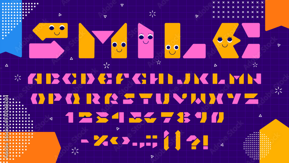 Poster creative geometric module font or abstract bold type with futuristic typeface, vector modern alphabe