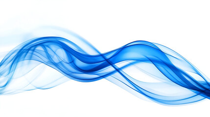 Naklejka premium Wavy abstract flow of blue transparent lines on a white background,swirling movement of the blue smoke group, abstract line Isolated on white background,smoke lighting abstract