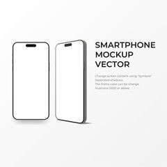 Blank screen smartphone mockup vector. Mobile phone mockup for ui/ux presentation.